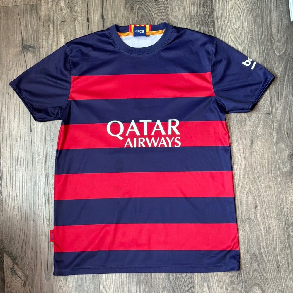 FC Barcelona Neymar Jr 11 Jersey Mens Medium Blue Red Striped Qatar Airways FCB